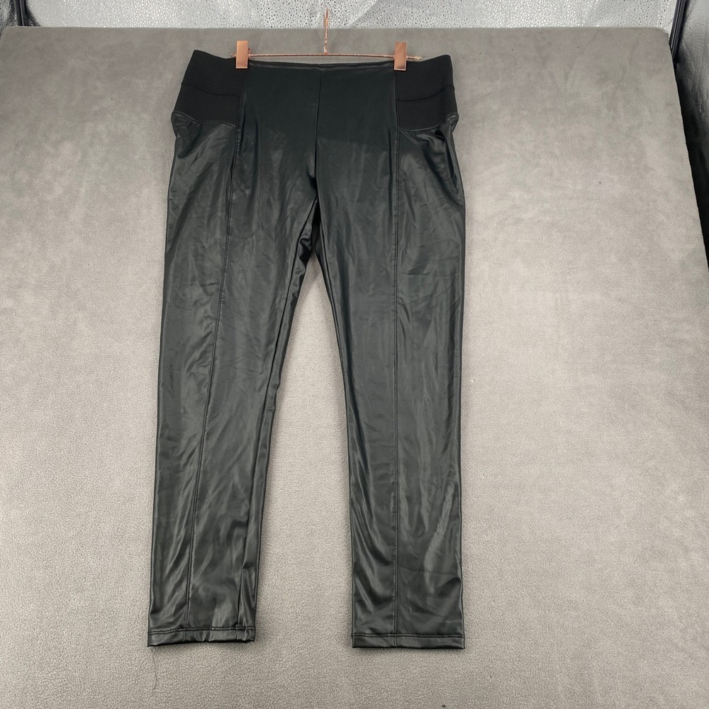 Ci‎ Sono Maternity Faux Leather Leggings Black Elastic Waist Skinny Pants XL